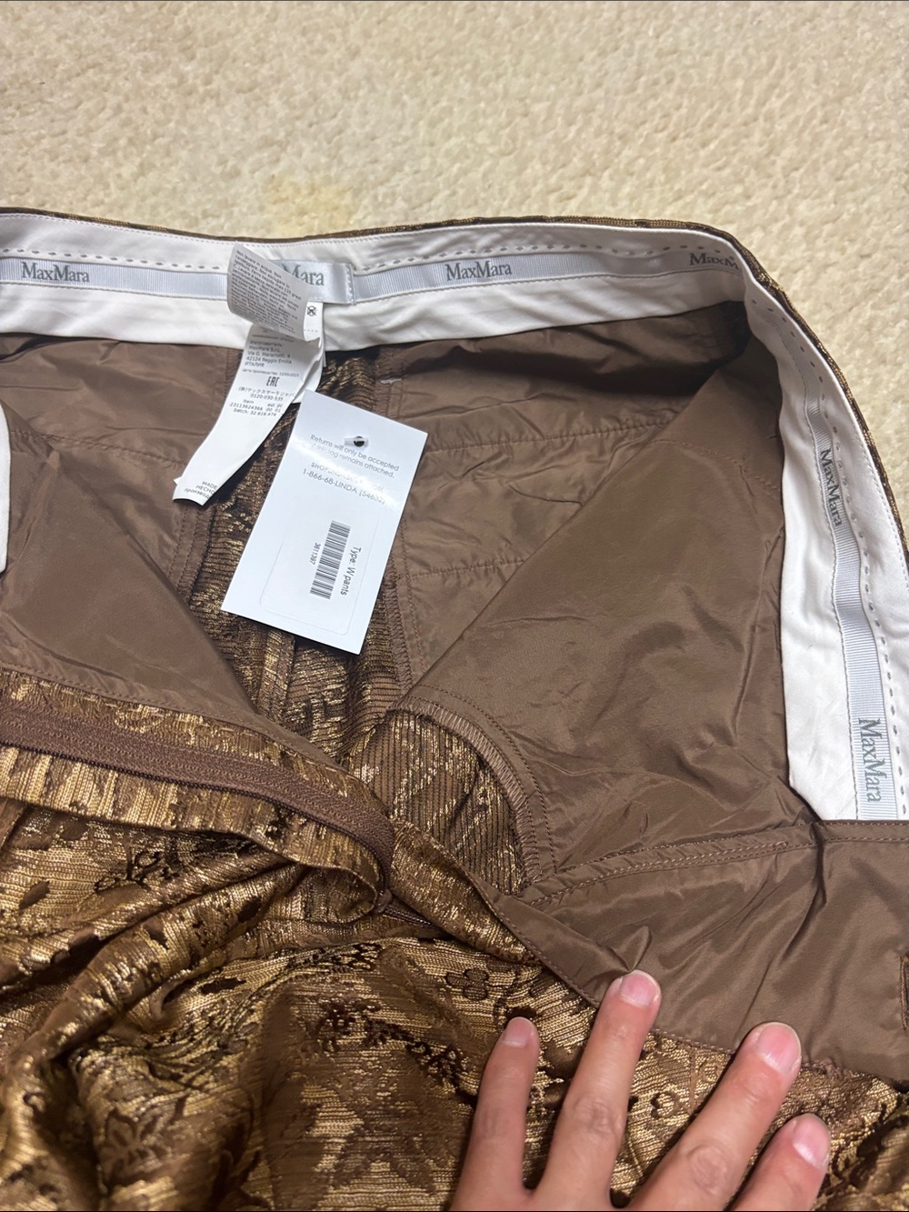 MaxMara Metallic Brown Brocade Trousers - Picture 4 of 5
